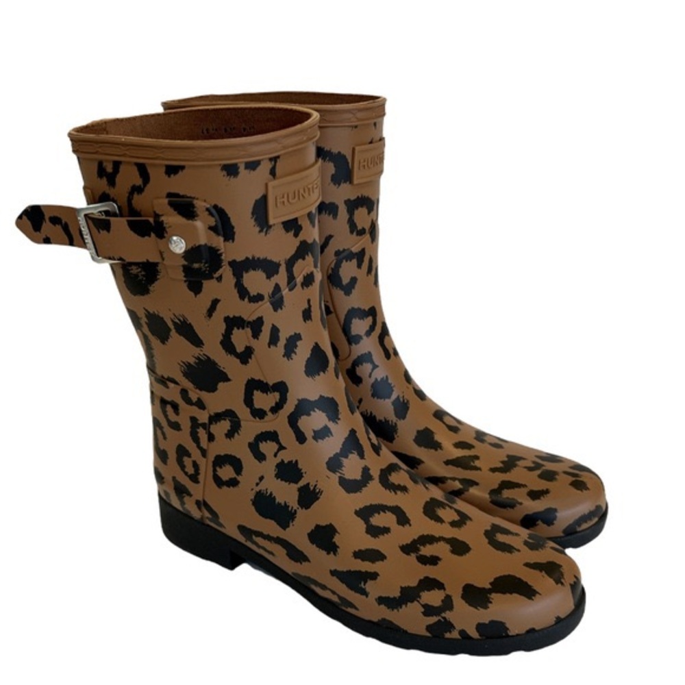 Hunter Original Refined Short Hybrid Leopard Print Boots